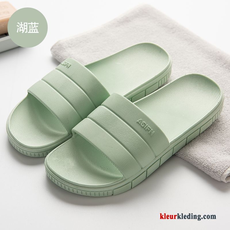 Dames Binnen Plateauzool Strand Zomer Badkamer Pantoffels Mannen Slippers Zwart