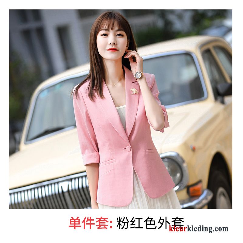 Dames Blazer Elegante Slim Fit Mini Rood Vrouw Kort Mode Pak