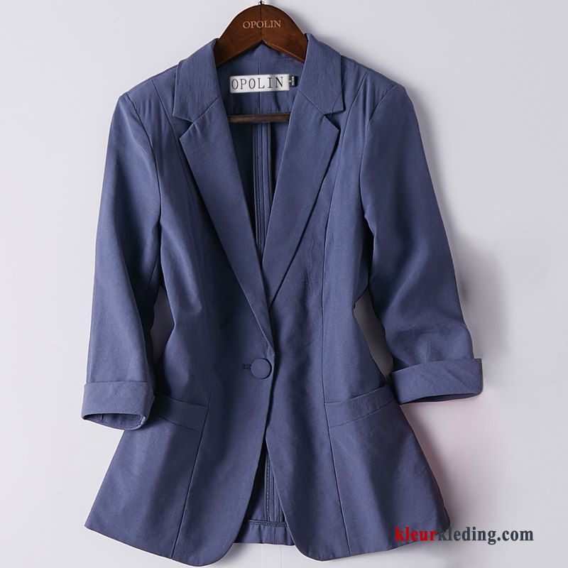 Dames Blazer Purper Nieuw Pak Halve Mouw Zomer Slim Fit Mini Zwart