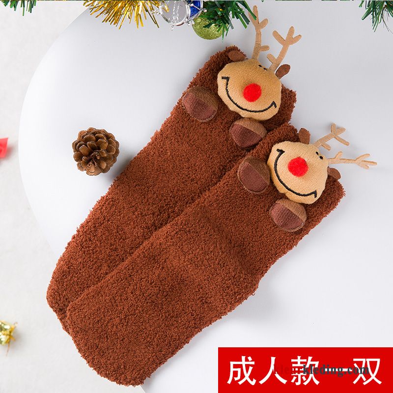 Dames Blijf Warm Handdoek Volwassen Schattig Sok Fluweel Kerstmis