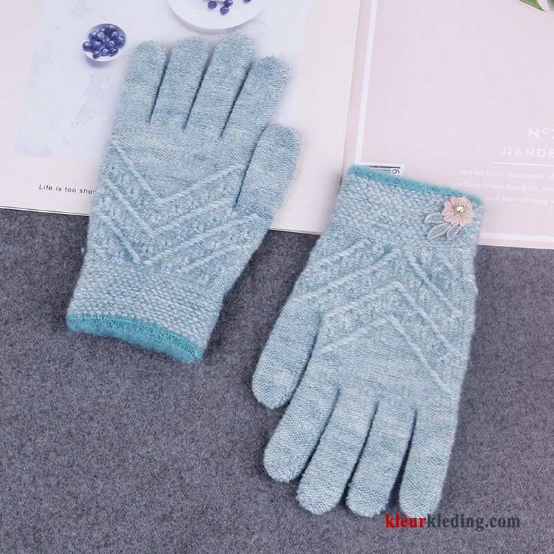 Dames Blijf Warm Winter Paardrijden Wollen Handschoen Autorijden Herfst Koude Blauw