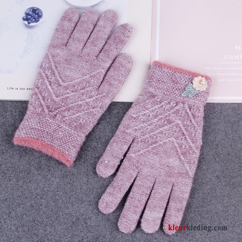 Dames Blijf Warm Winter Paardrijden Wollen Handschoen Autorijden Herfst Koude Blauw