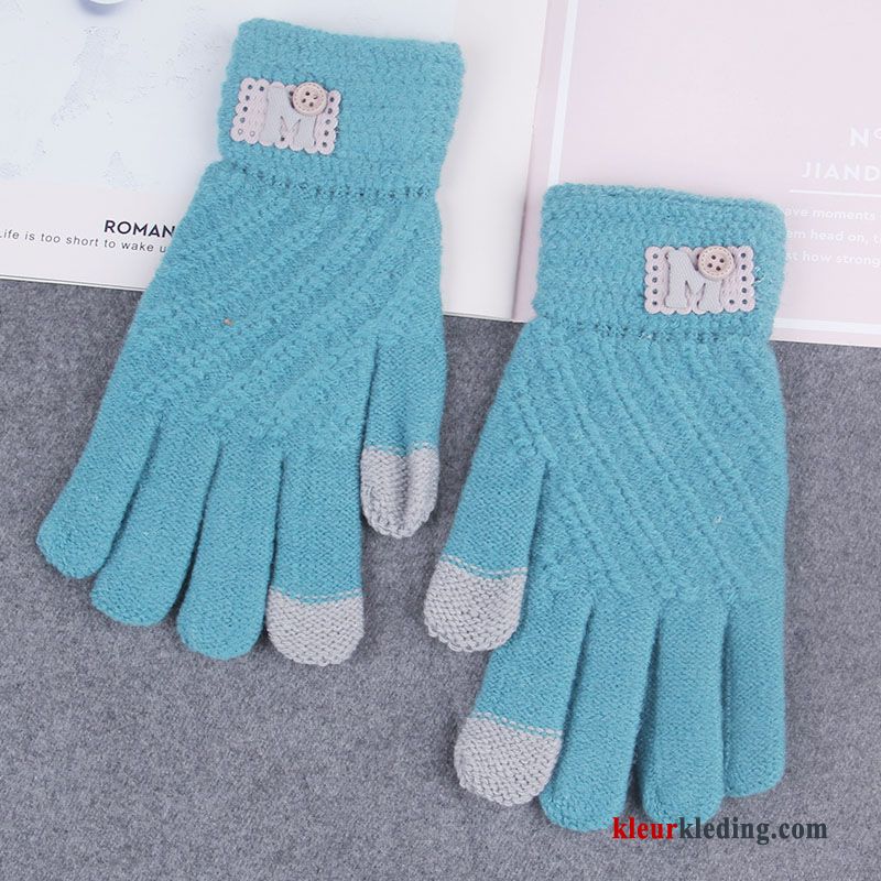 Dames Blijf Warm Winter Paardrijden Wollen Handschoen Autorijden Herfst Koude Blauw