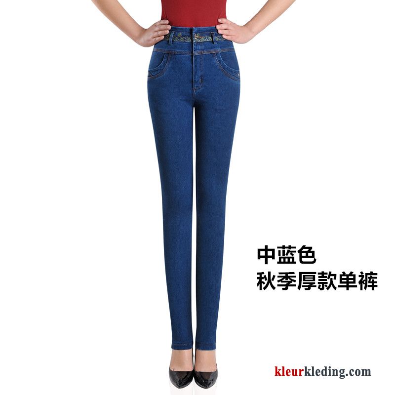 Dames Grote Maten Spijkerbroek Jeans 2018 Hoge Taille Mam Rechtdoor Plus Kasjmier