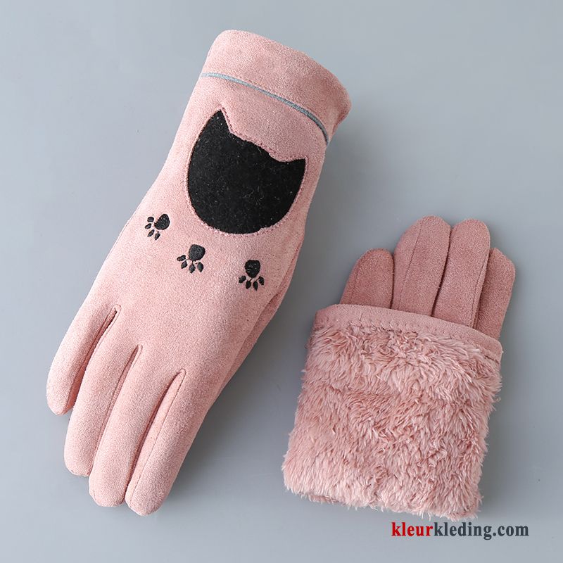 Dames Handschoen Kasjmier Koude Outdoor Student Herfst Roze Winter Cyclus