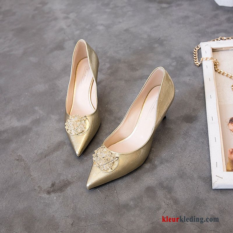 Dames Hoge Hakken Punt Zomer Dunne Banket Licht Vrouwen Mode Pumps Rood Gouden Champagne