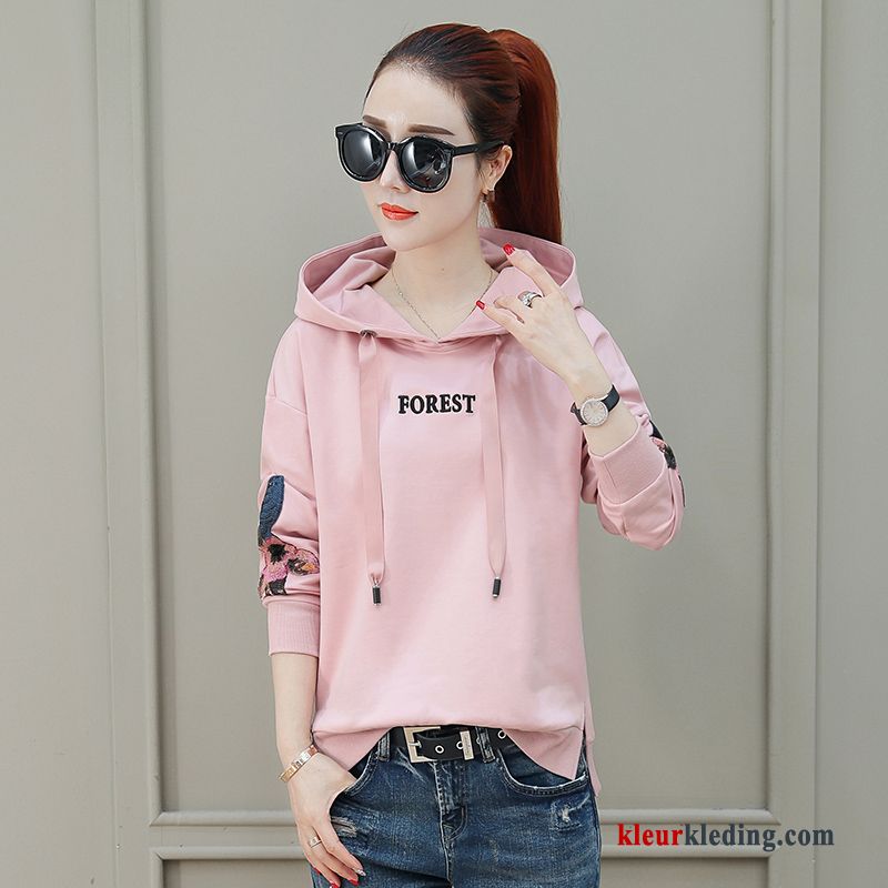 Dames Hoodie Roze Nieuw Lange Mouwen Herfst Jas Pullover Kort