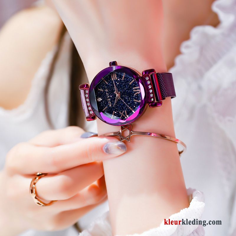 Dames Horloge Mesh Trend Waterdicht Purper Eenvoudig Mode Student 2019 Rood