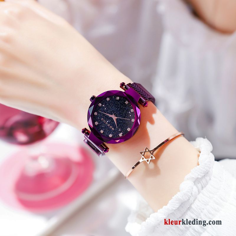 Dames Horloge Mesh Trend Waterdicht Purper Eenvoudig Mode Student 2019 Rood