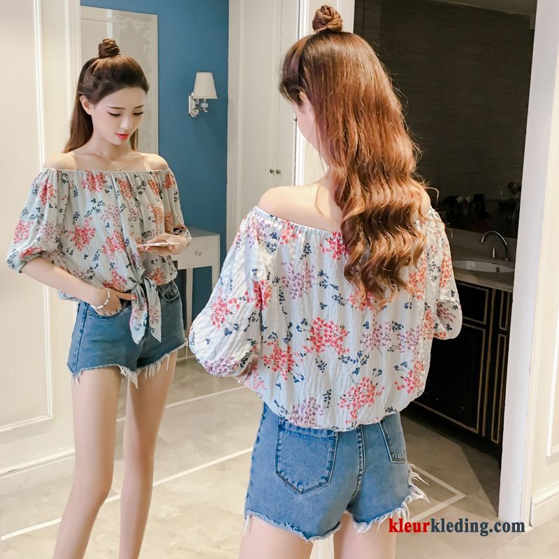 Dames Jasje Bloemen Zomer Blouse Overhemd Mini Chiffon Voorjaar Trend