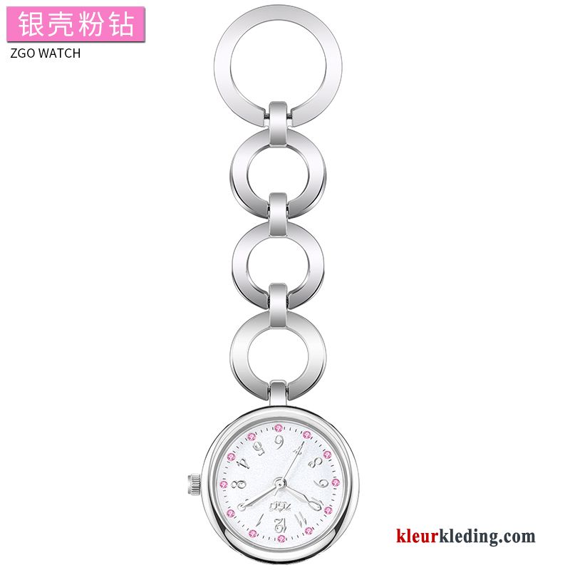 Dames Meisje Schattig Kind Verpleegster Mini Horloge Wit Zilver