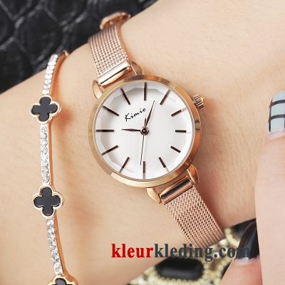 Dames Mini Vers Mode Ketting Horloge Eenvoudig Student Gouden Beige