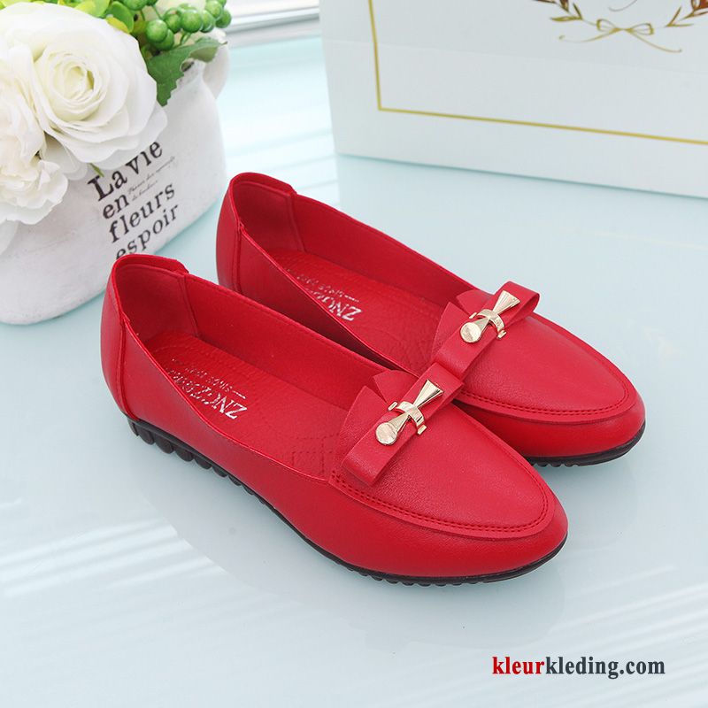 Dames Mocassins Antislip Plat Comfortabele Werk Pumps Schoenen Licht Zachte Zolen Rood