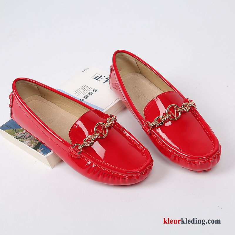 Dames Mocassins Bootschoenen Alle Wedstrijden Plat Lakleer Vrouwen Zwangerschap Mocassin Pumps Rood