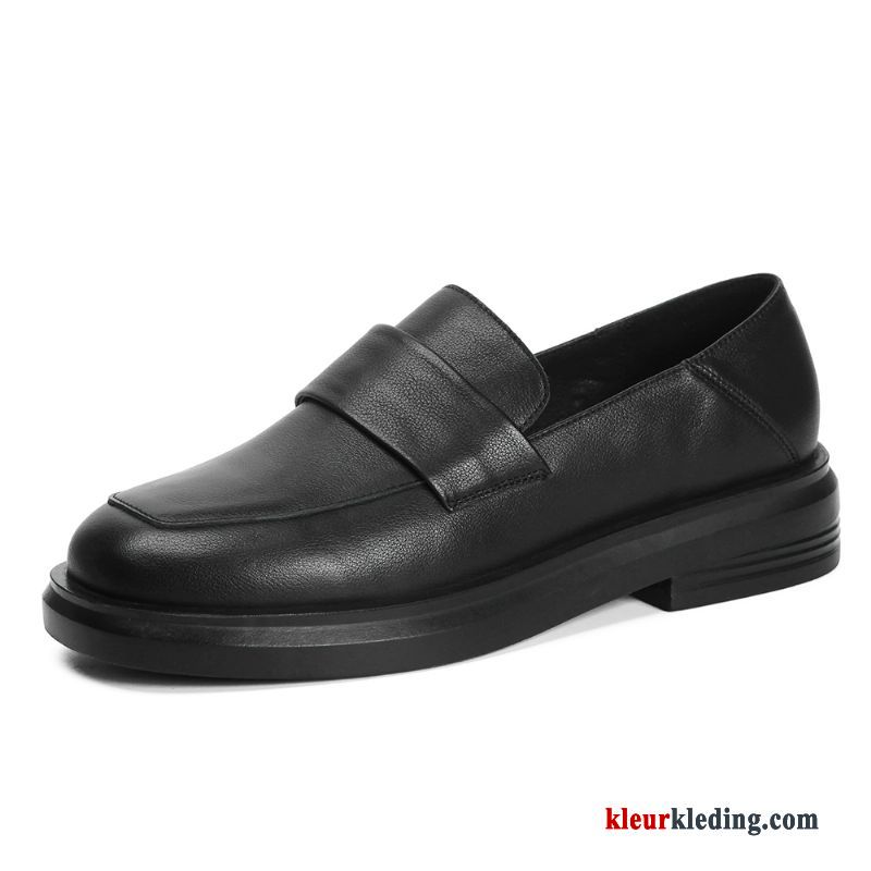 Dames Mocassins Echt Leer Leren Schoenen Loafers Brits Vrouwen Pumps Bootschoenen Plat Wit Zwart