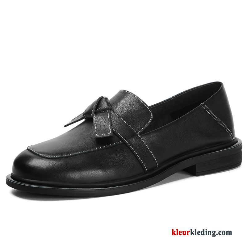 Dames Mocassins Echt Leer Leren Schoenen Loafers Brits Vrouwen Pumps Bootschoenen Plat Wit Zwart