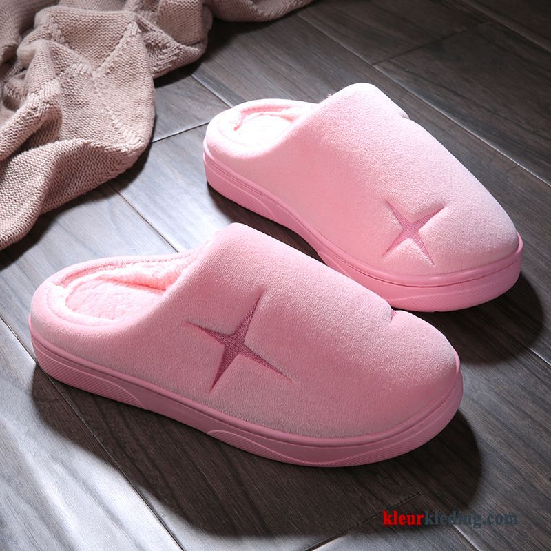 Dames Pantoffels Antislip Binnen Winter Zachte Zolen Vrouwen Plateauzool Slippers Warm Rood