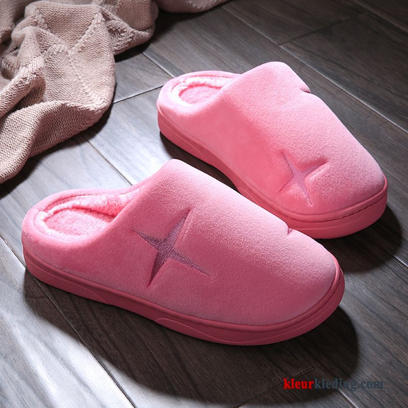 Dames Pantoffels Antislip Binnen Winter Zachte Zolen Vrouwen Plateauzool Slippers Warm Rood