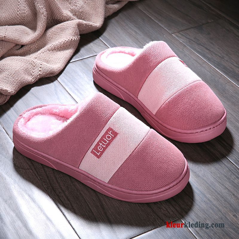 Dames Pantoffels Antislip Binnen Winter Zachte Zolen Vrouwen Plateauzool Slippers Warm Rood