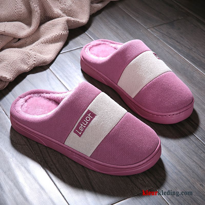 Dames Pantoffels Antislip Binnen Winter Zachte Zolen Vrouwen Plateauzool Slippers Warm Rood