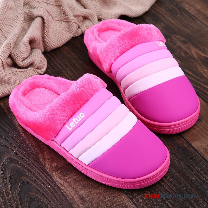 Dames Pantoffels Antislip Binnen Winter Zachte Zolen Vrouwen Plateauzool Slippers Warm Rood