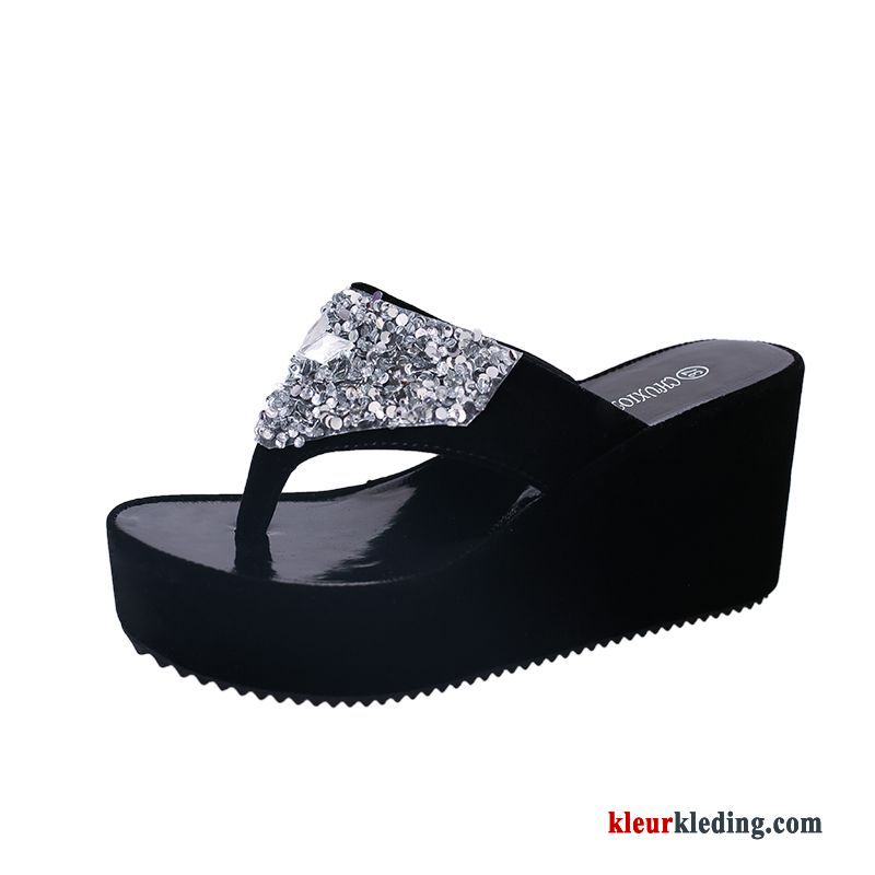 Dames Pantoffels Hoge Hakken Super Vrouwen Plateauzool Sleehak Zomer Slipper Rood