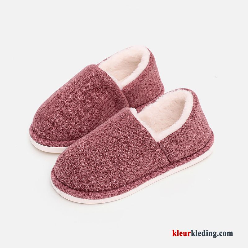 Dames Pantoffels Vrouwen Plateauzool Winter Warm Slippers Antislip Mannen Lovers Rood