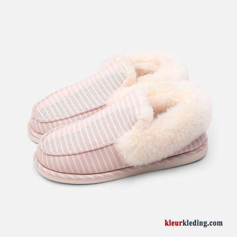 Dames Pantoffels Vrouwen Plateauzool Winter Warm Slippers Antislip Mannen Lovers Rood