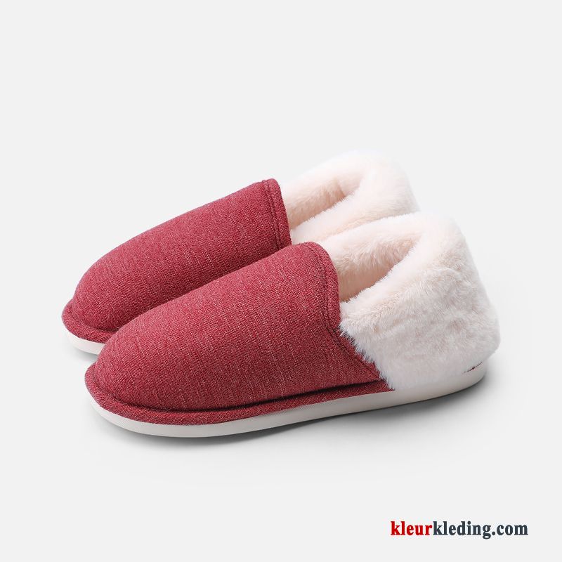 Dames Pantoffels Vrouwen Plateauzool Winter Warm Slippers Antislip Mannen Lovers Rood