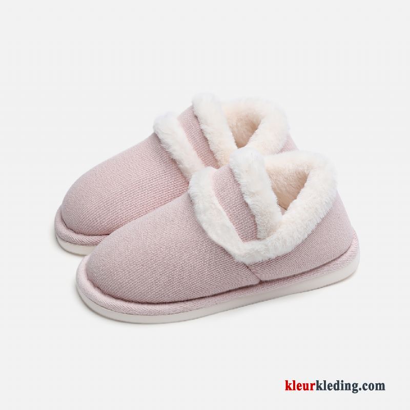 Dames Pantoffels Vrouwen Plateauzool Winter Warm Slippers Antislip Mannen Lovers Rood