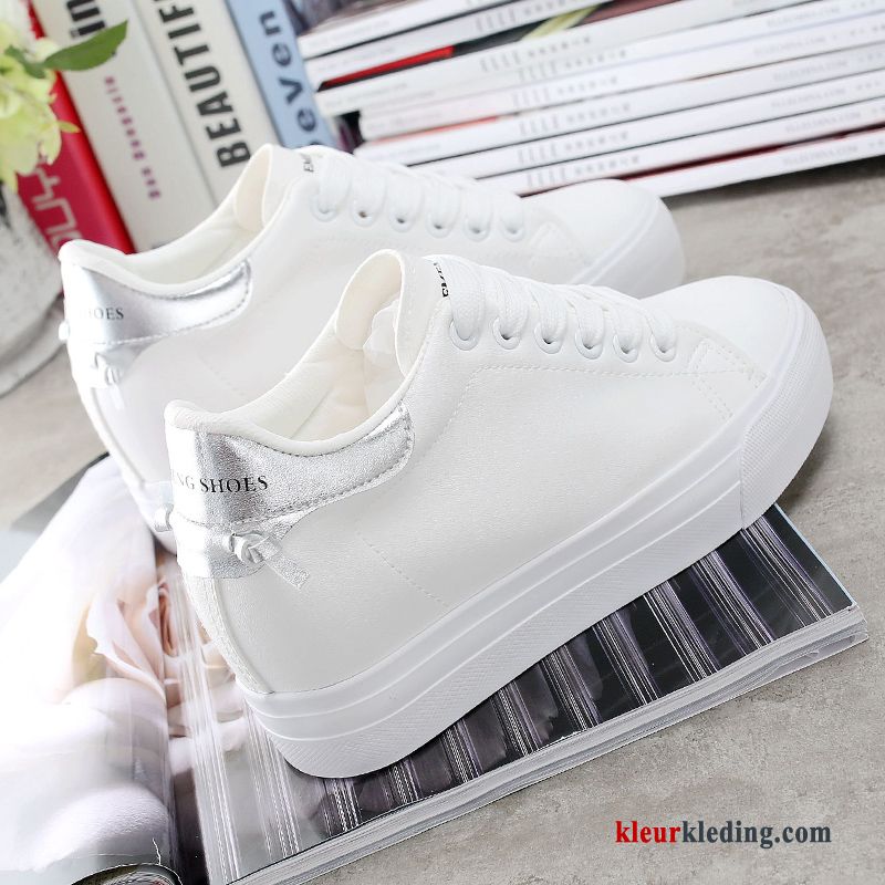 Dames Platform Schoenen Trend Skateboard Schoenen Mode Alle Wedstrijden Platform Student Pumps Plateauzool Wit