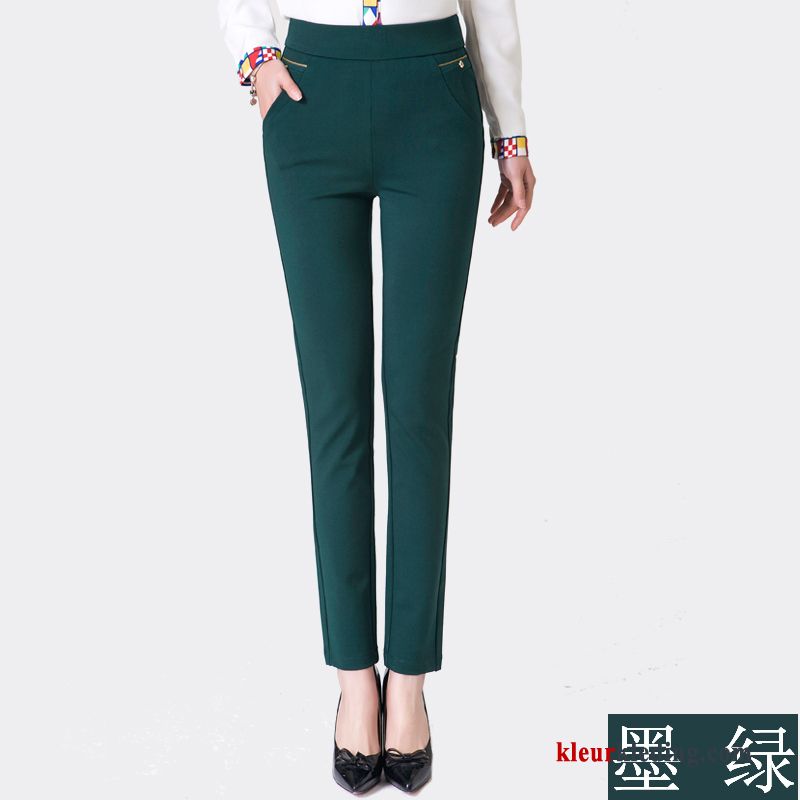 Dames Potlood Broek Leggings Grote Maten Groen Herfst Voorjaar Hoge Taille Middelbare Leeftijd