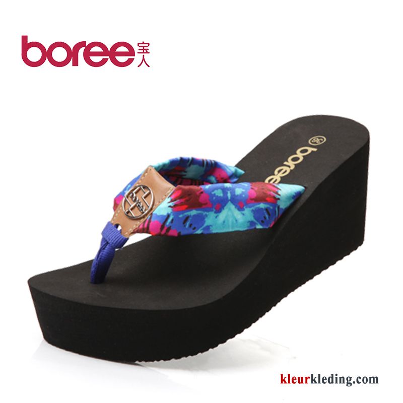 Dames Purper Plateauzool Vrouwen Bovenkleding Zomer Sleehak Strand Slipper