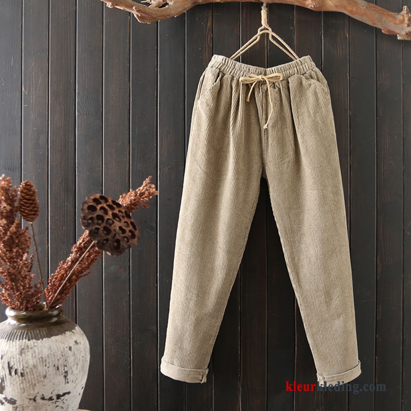 Dames Ribfluweel Corduroy Hoge Taille Broek Vintage Harlan Losse Herfst