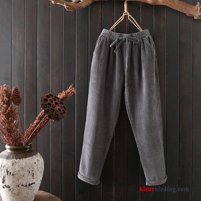 Dames Ribfluweel Corduroy Hoge Taille Broek Vintage Harlan Losse Herfst