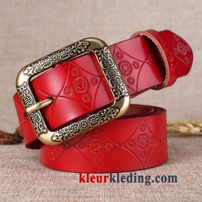 Dames Riem Mode Echt Leer Spijkerbroek Vintage Decoratie Alle Wedstrijden Rood