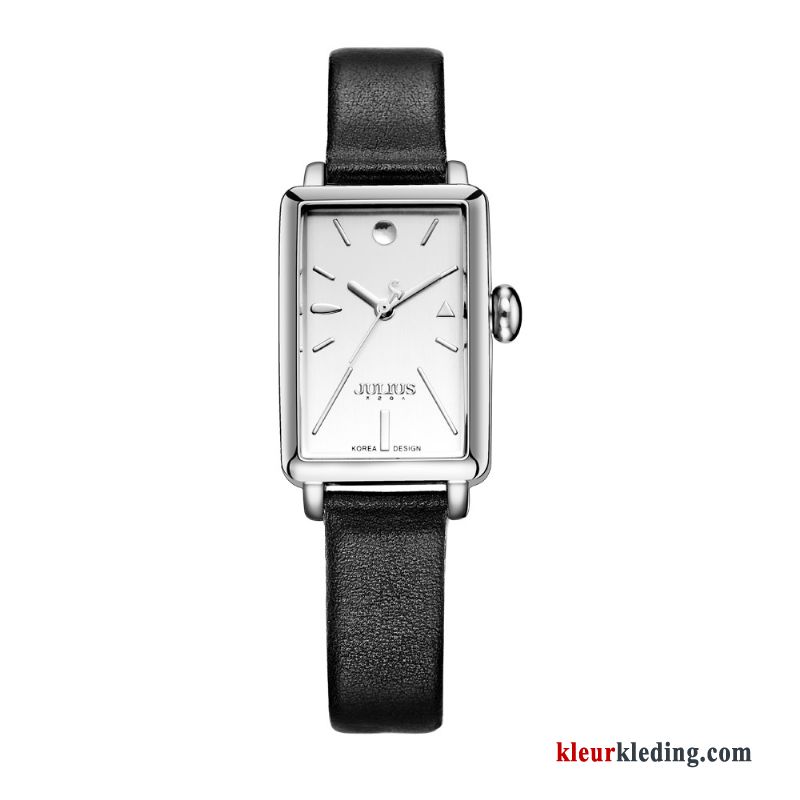 Dames Riem Student Waterdicht Eenvoudig Vierkante Horloge Vintage Wit