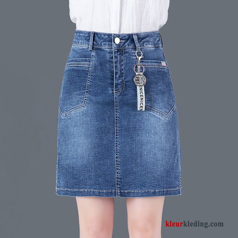 Dames Rok Hoge Taille Blauw Mode Zomer Denim Nieuw