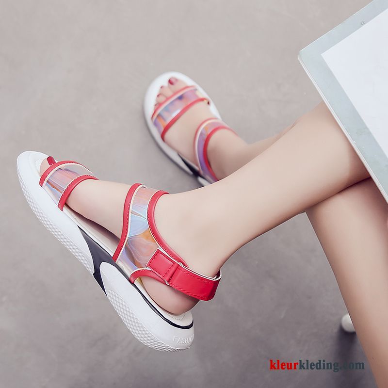 Dames Sandaal Alle Wedstrijden Zomer Platte Schoenen Super Sport Mode Trend Student Rood