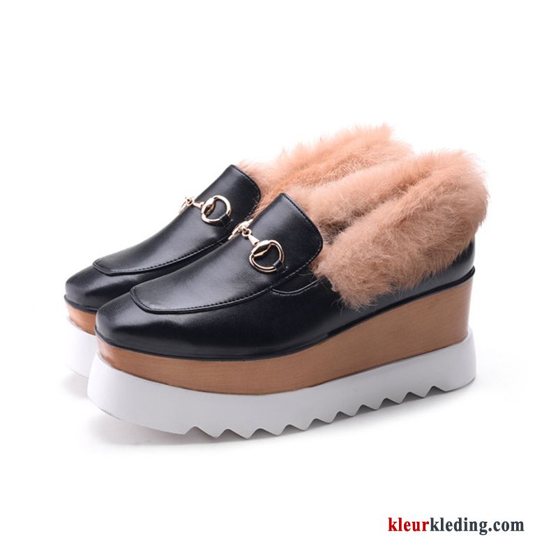 Dames Sleehak Schoenen Plateauzool Schoenen Vrouwen Verhogende Pluche Trend Winter 2018 Casual Kaki