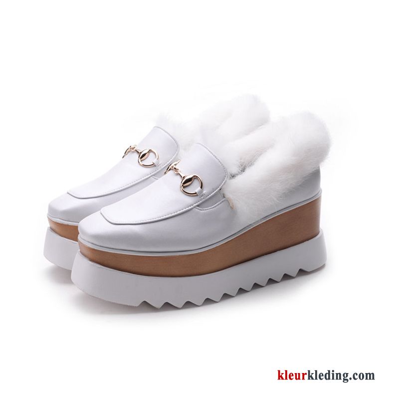 Dames Sleehak Schoenen Plateauzool Schoenen Vrouwen Verhogende Pluche Trend Winter 2018 Casual Kaki