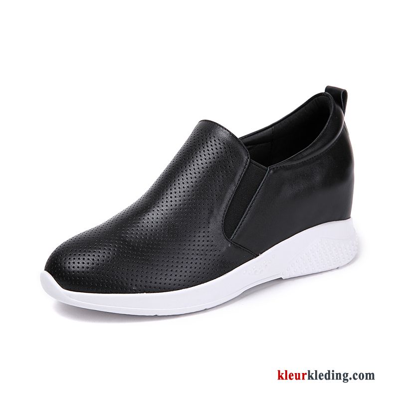 Dames Sleehak Schoenen Vrouwen Schoenen Casual Echt Leer Pumps Hoge Hakken Plateauzool Sleehak Wit