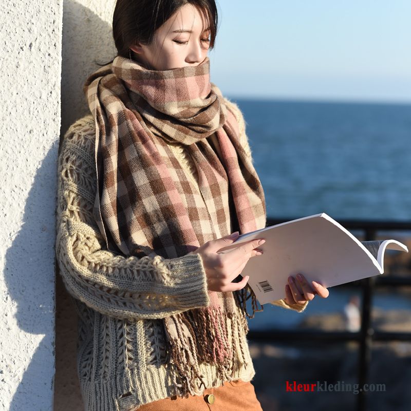 Dames Student Voorjaar Vers Alle Wedstrijden Herfst Geruit Sjaal Winter Rood