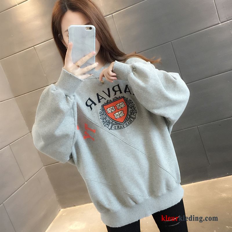 Dames Trend Lange Mouwen Losse Nieuw Jasje Hoodie Voorjaar Ronde Hals Oranje