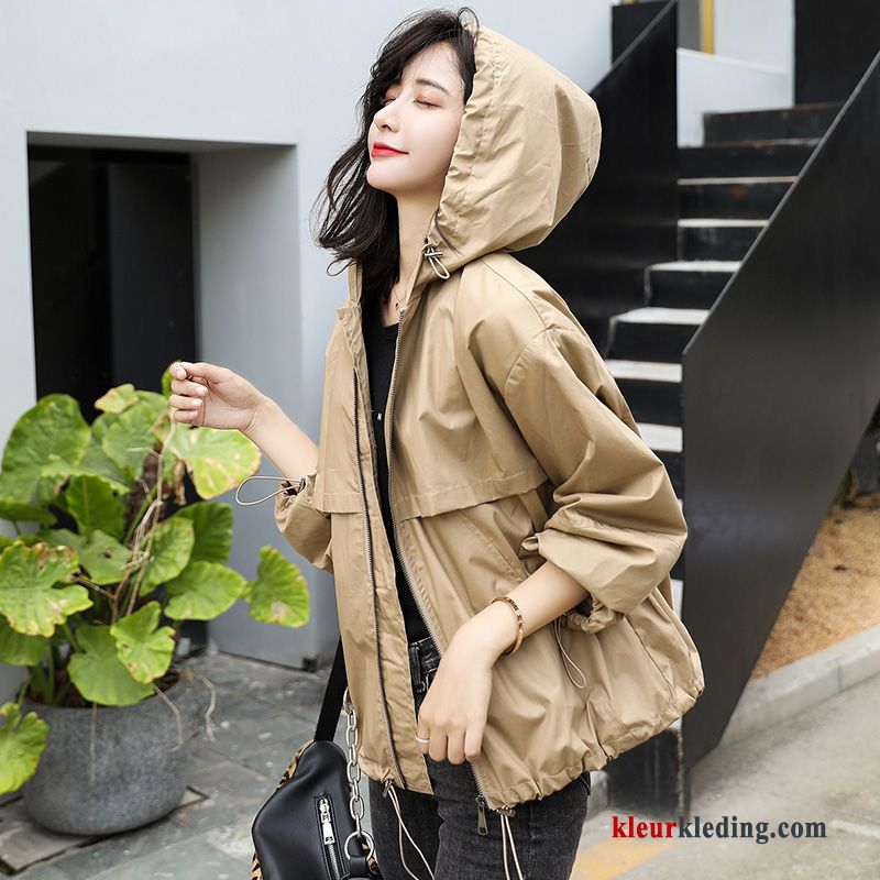 Dames Voorjaar Jas Trenchcoat Kort Mini Khaki Jack