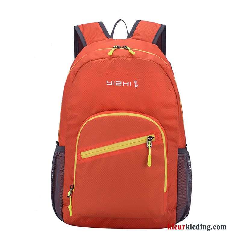 Dames Wandelrugzak Outdoor Leer Schooltas Dun Reizen Rugzak Lichte Vouw Geel