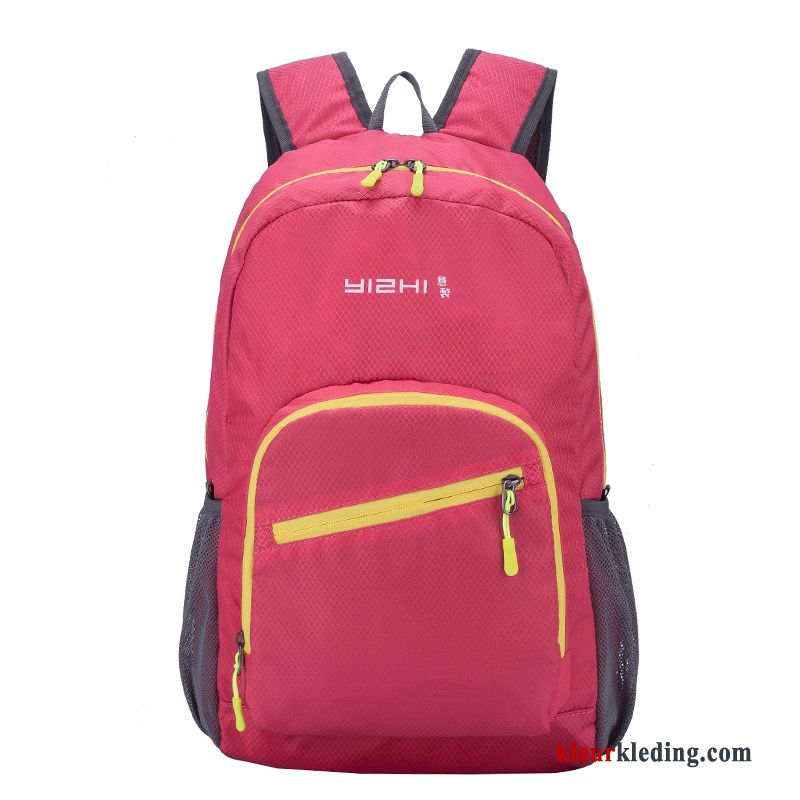 Dames Wandelrugzak Outdoor Leer Schooltas Dun Reizen Rugzak Lichte Vouw Geel