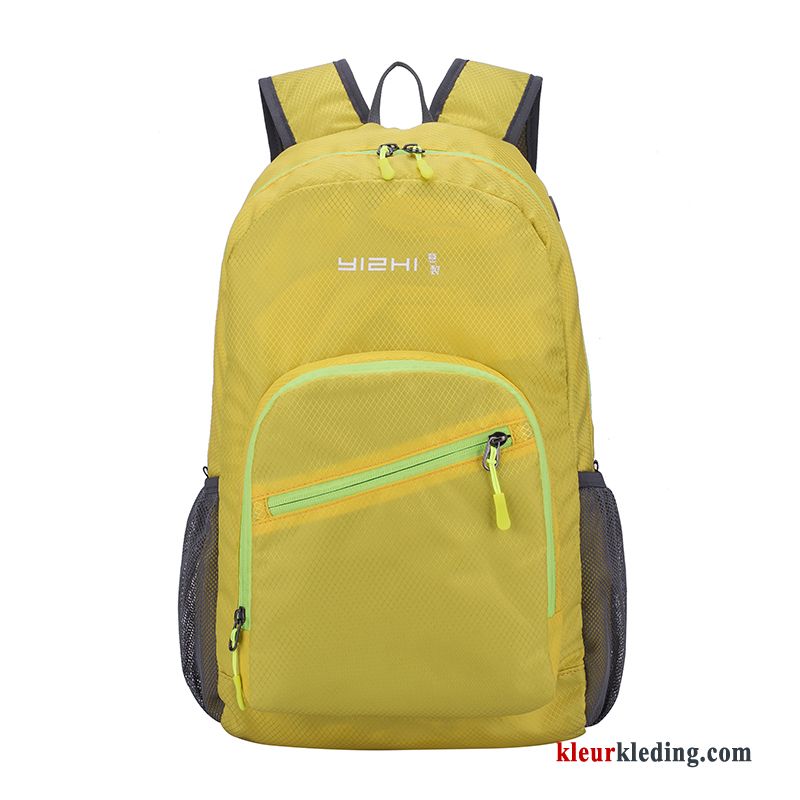 Dames Wandelrugzak Outdoor Leer Schooltas Dun Reizen Rugzak Lichte Vouw Geel