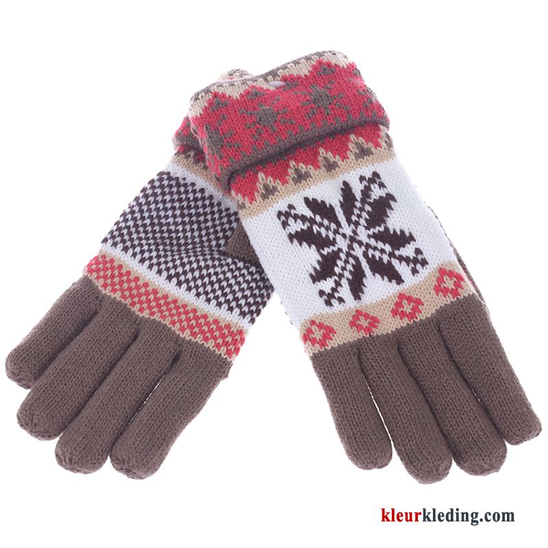 Dames Winter Handschoen Blijf Warm Trend Wollen Dubbele Breien Roze