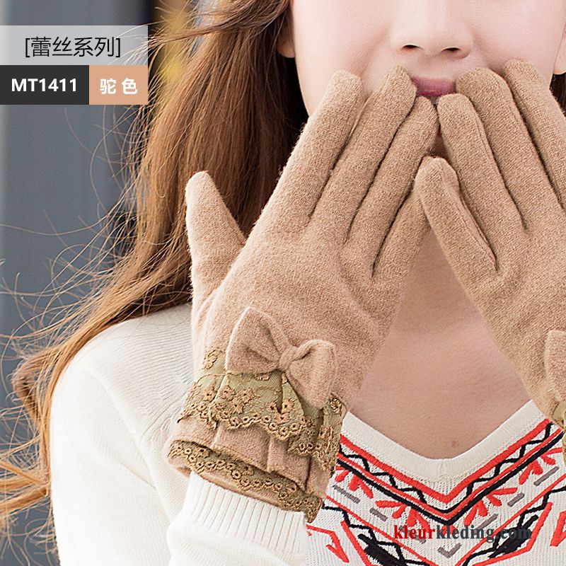 Dames Wol Herfst Handschoen Schattig Cyclus Verdikken Touchscreen Winter